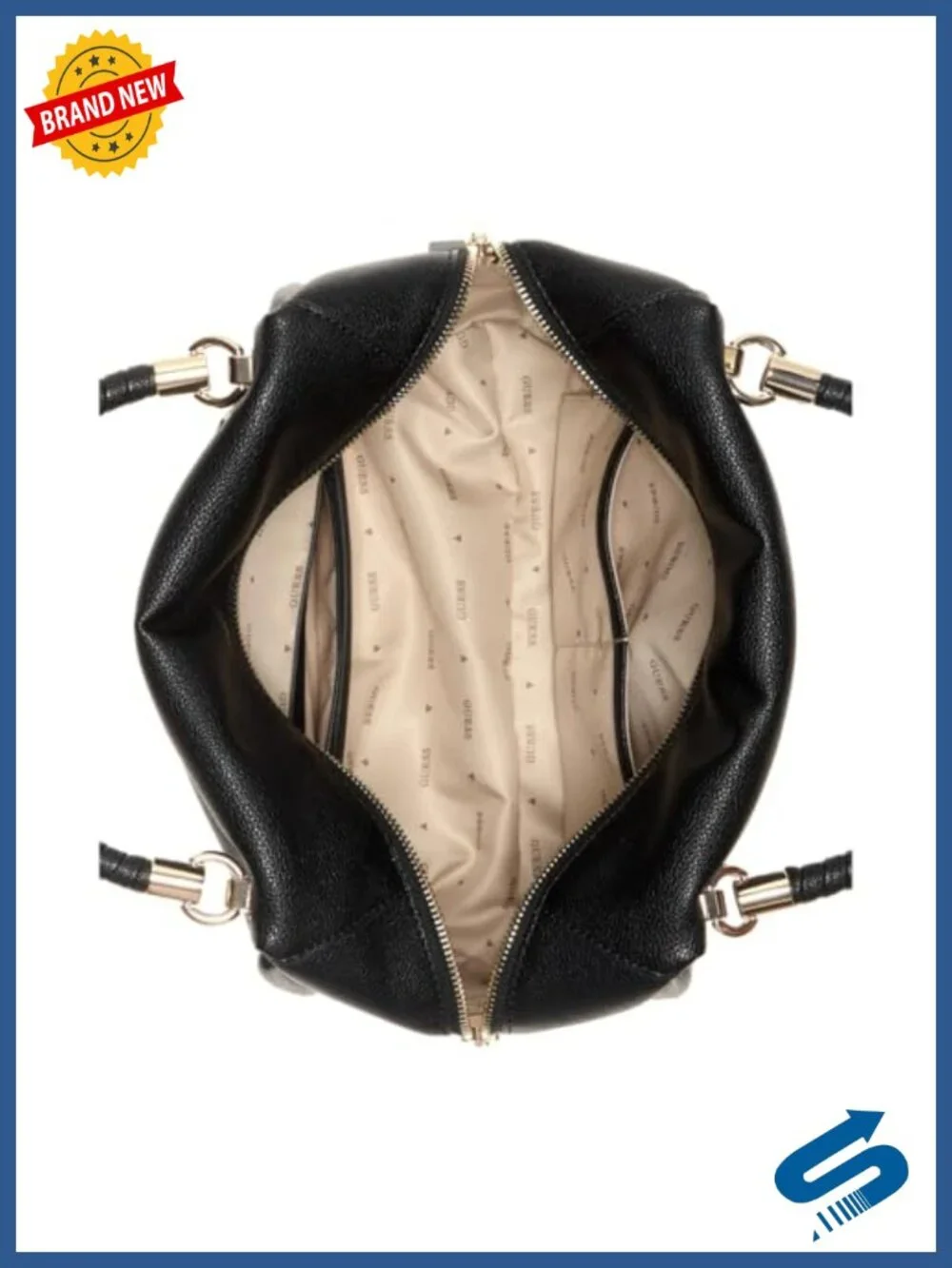 Spacious Satchel with Gold Hardware, Adjustable Crossbody Strap, Polyurethane